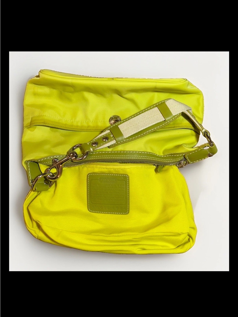 Coach Hamptons Weekend Mini Bags, Lime/Chartreuse Green, Nylon, Leather, - Picture 3 of 4
